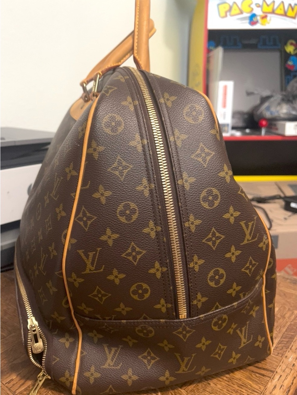 Louis Vuitton Brown Monogram Travel Duffel with Gold Hardware